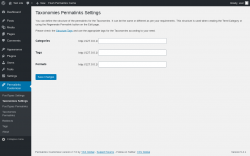 Page screenshot: Permalinks Customizer → Taxonomies Settings