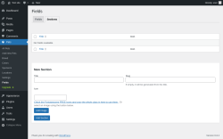 Page screenshot: Pets → Fields → Sections