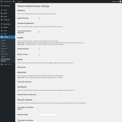 Page screenshot: Settings → Phoenix Media Rename