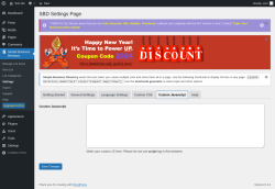 Page screenshot: Simple Business Directory &rarr; Settings &rarr;  Custom Javascript