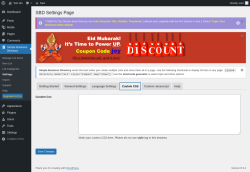 Page screenshot: Simple Business Directory &rarr; Settings &rarr; Custom CSS