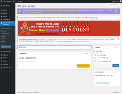 Page screenshot: Simple Business Directory &rarr; New List
