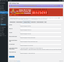 Page screenshot: Simple Business Directory &rarr; Settings &rarr; Language Settings