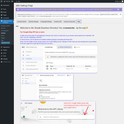 Page screenshot: Simple Business Directory &rarr; Settings &rarr; Help