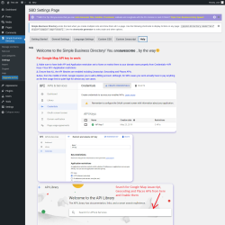 Page screenshot: Simple Business Directory &rarr; Settings &rarr; Help