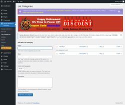 Page screenshot: Simple Business Directory &rarr; List Categories
