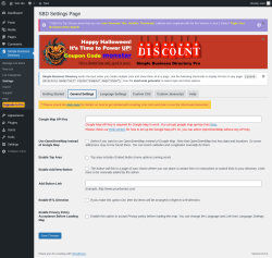Page screenshot: Simple Business Directory &rarr; Settings &rarr; General Settings