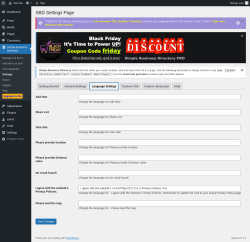 Page screenshot: Simple Business Directory &rarr; Settings &rarr; Language Settings