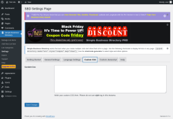 Page screenshot: Simple Business Directory &rarr; Settings &rarr; Custom CSS