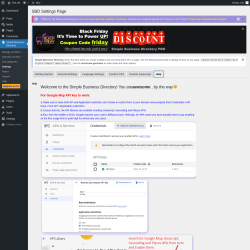 Page screenshot: Simple Business Directory &rarr; Settings &rarr; Help