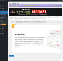 Page screenshot: Simple Business Directory &rarr; Settings