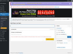 Page screenshot: Simple Business Directory &rarr; Add New List Item
