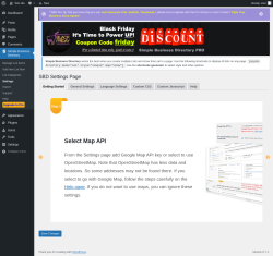 Page screenshot: Simple Business Directory &rarr; Settings