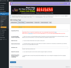 Page screenshot: Simple Business Directory &rarr; Settings &rarr; General Settings