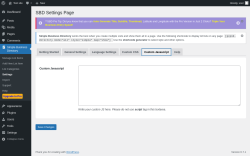 Page screenshot: Simple Business Directory &rarr; Settings &rarr;  Custom Javascript