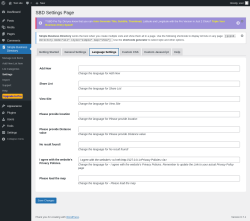 Page screenshot: Simple Business Directory &rarr; Settings &rarr; Language Settings