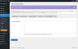 Page screenshot: Simple Business Directory &rarr; Settings &rarr;  Custom Javascript