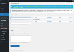 Page screenshot: Simple Business Directory &rarr; List Categories
