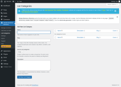 Page screenshot: Simple Business Directory &rarr; List Categories