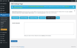 Page screenshot: Simple Business Directory &rarr; Settings &rarr;  Custom Javascript