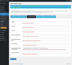 Page screenshot: Simple Business Directory &rarr; Settings &rarr; Language Settings