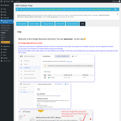 Page screenshot: Simple Business Directory &rarr; Settings &rarr; Help