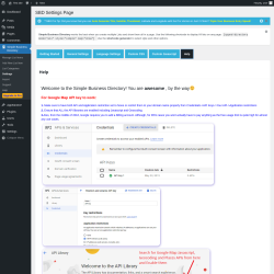 Page screenshot: Simple Business Directory &rarr; Settings &rarr; Help