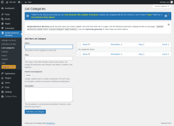 Page screenshot: Simple Business Directory &rarr; List Categories