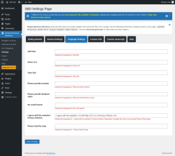 Page screenshot: Simple Business Directory &rarr; Settings &rarr; Language Settings