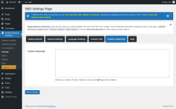 Page screenshot: Simple Business Directory &rarr; Settings &rarr;  Custom Javascript