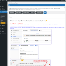 Page screenshot: Simple Business Directory &rarr; Settings &rarr; Help
