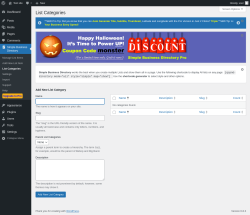 Page screenshot: Simple Business Directory &rarr; List Categories