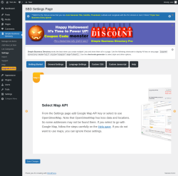 Page screenshot: Simple Business Directory &rarr; Settings