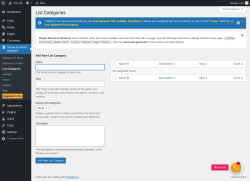 Page screenshot: Simple Business Directory &rarr; List Categories