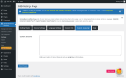 Page screenshot: Simple Business Directory &rarr; Settings &rarr;  Custom Javascript