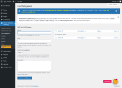 Page screenshot: Simple Business Directory &rarr; List Categories