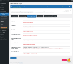 Page screenshot: Simple Business Directory &rarr; Settings &rarr; Language Settings