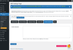 Page screenshot: Simple Business Directory &rarr; Settings &rarr;  Custom Javascript