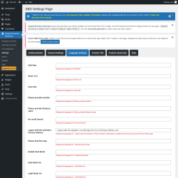 Page screenshot: Simple Business Directory &rarr; Settings &rarr; Language Settings