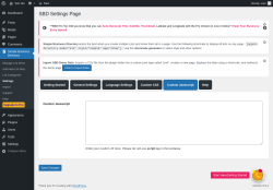 Page screenshot: Simple Business Directory &rarr; Settings &rarr;  Custom Javascript