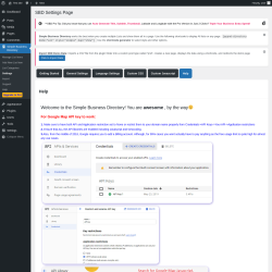 Page screenshot: Simple Business Directory &rarr; Settings &rarr; Help