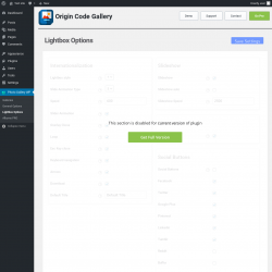 Page screenshot: Photo Gallery WP &rarr; Lightbox Options
