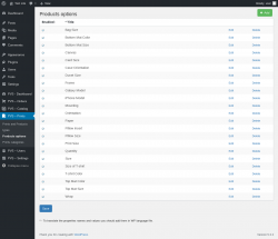Page screenshot: PVS &ndash; Prints &rarr; Products options