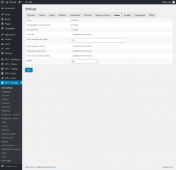 Page screenshot: PVS &ndash; Settings &rarr; Prints