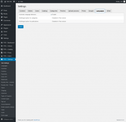 Page screenshot: PVS &ndash; Settings &rarr; Languages
