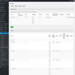 Page screenshot: PVS &ndash; Settings &rarr; Royalty free &ndash; Prices