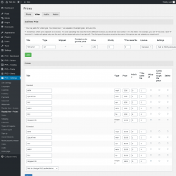 Page screenshot: PVS &ndash; Settings &rarr; Royalty free &ndash; Prices &rarr; Video