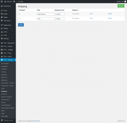 Page screenshot: PVS &ndash; Settings &rarr; Shipping