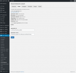 Page screenshot: PVS &ndash; Settings &rarr; Social Networks &rarr; Twitter