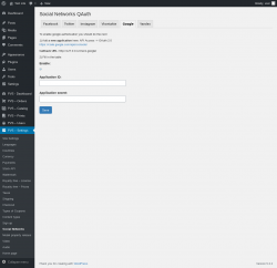 Page screenshot: PVS &ndash; Settings &rarr; Social Networks &rarr; Google